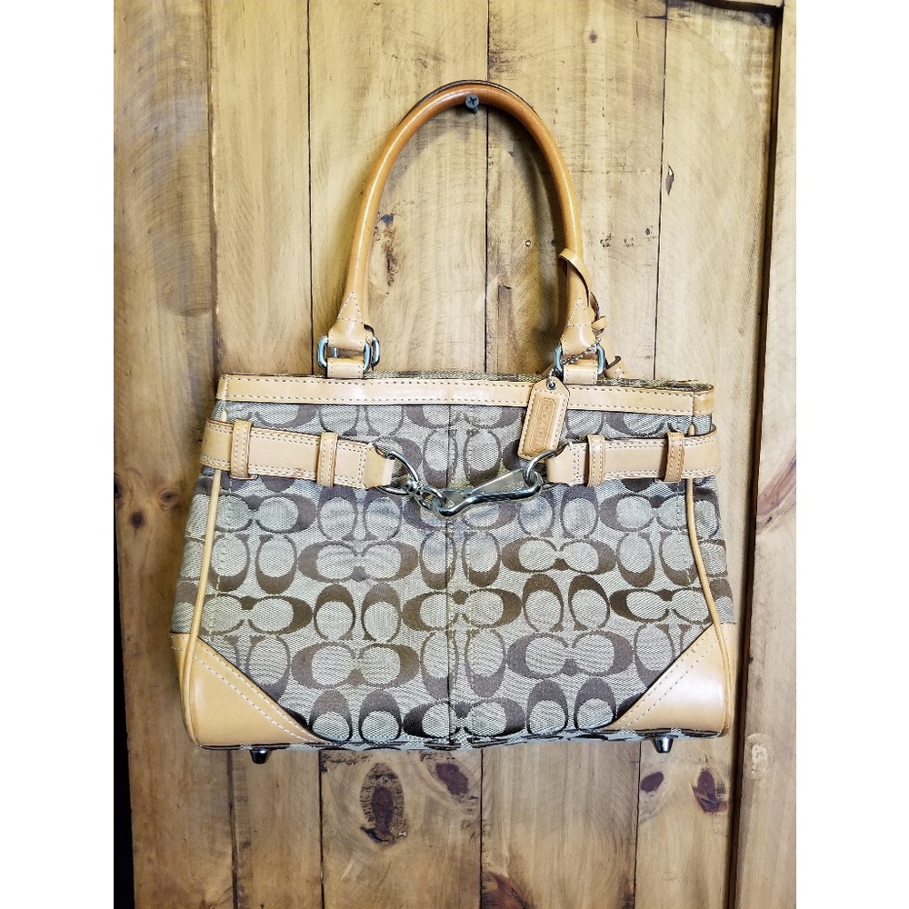 Coach Hampton Carryall Signature Brown Canvas Leat